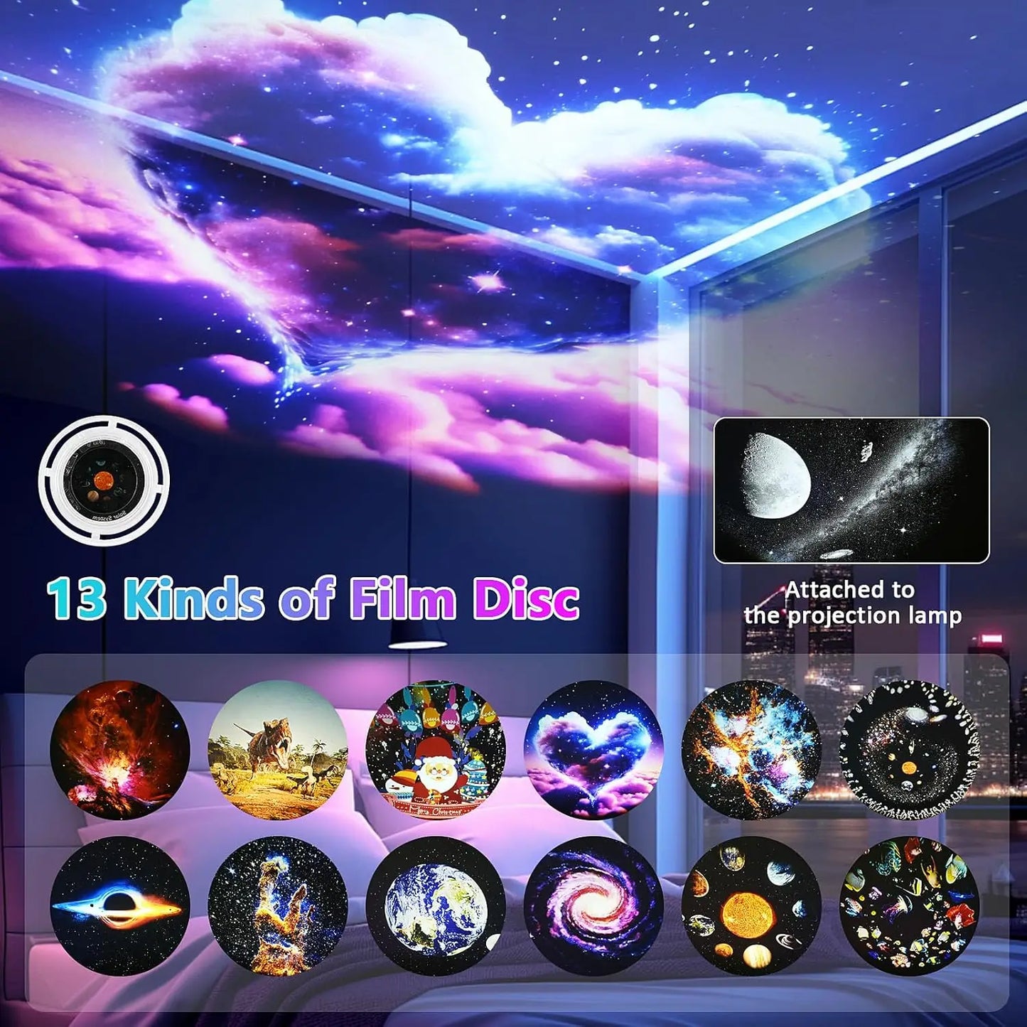 Galaxy projector met 360° rotatie