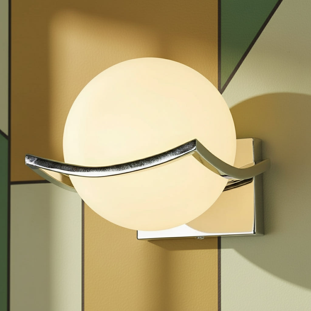 Ronde wandlamp met glazen kap