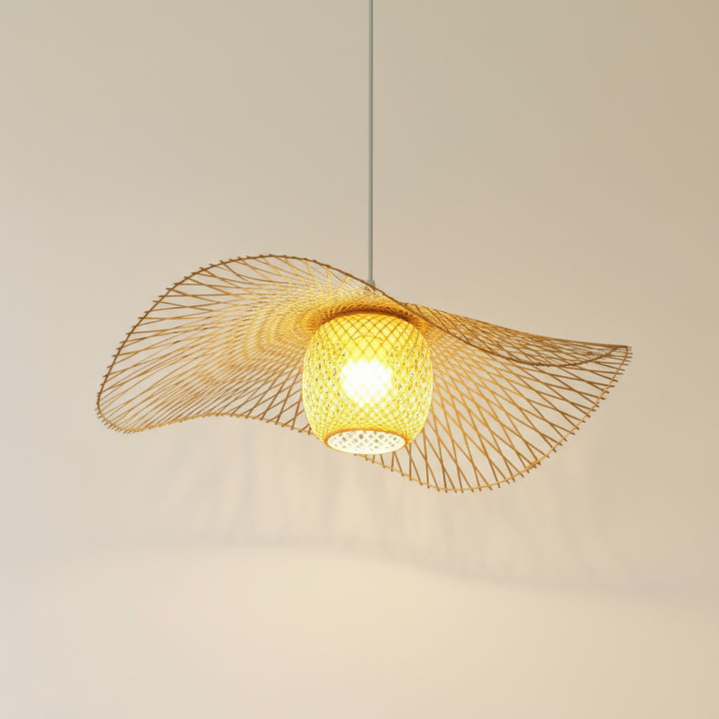 Rotan hanglamp ban bamboe design