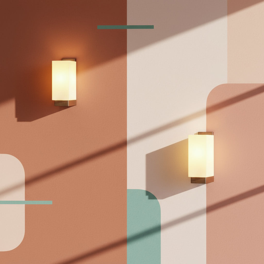 Houten wandlamp met glazen kap