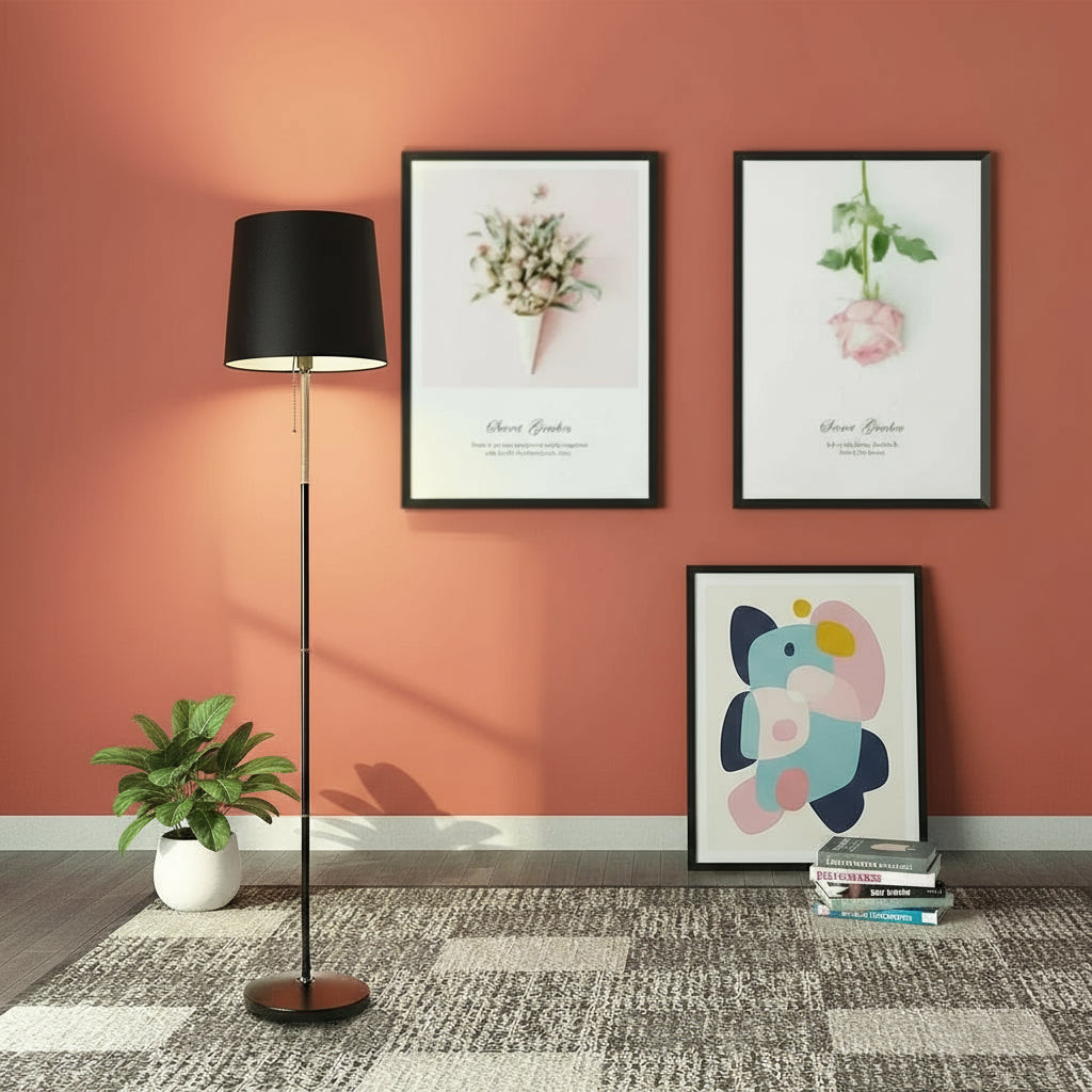 Moderne vloerlamp met linnen kap