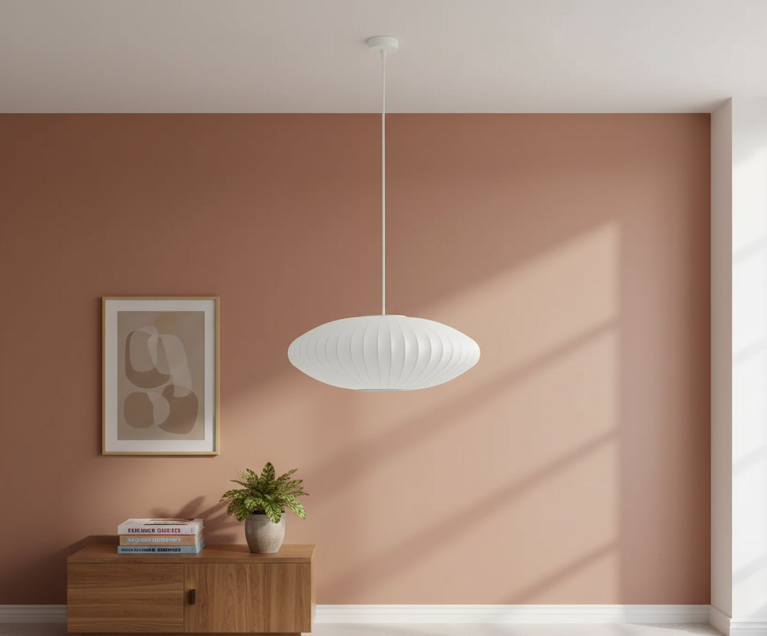 Stoffen hanglamp in moderne oosterse stijl