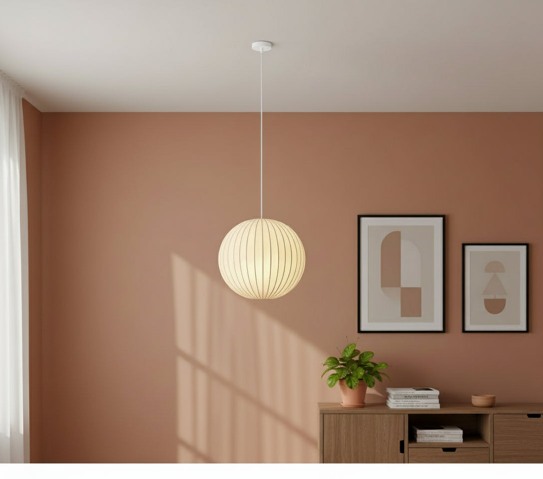 Stoffen hanglamp in moderne oosterse stijl