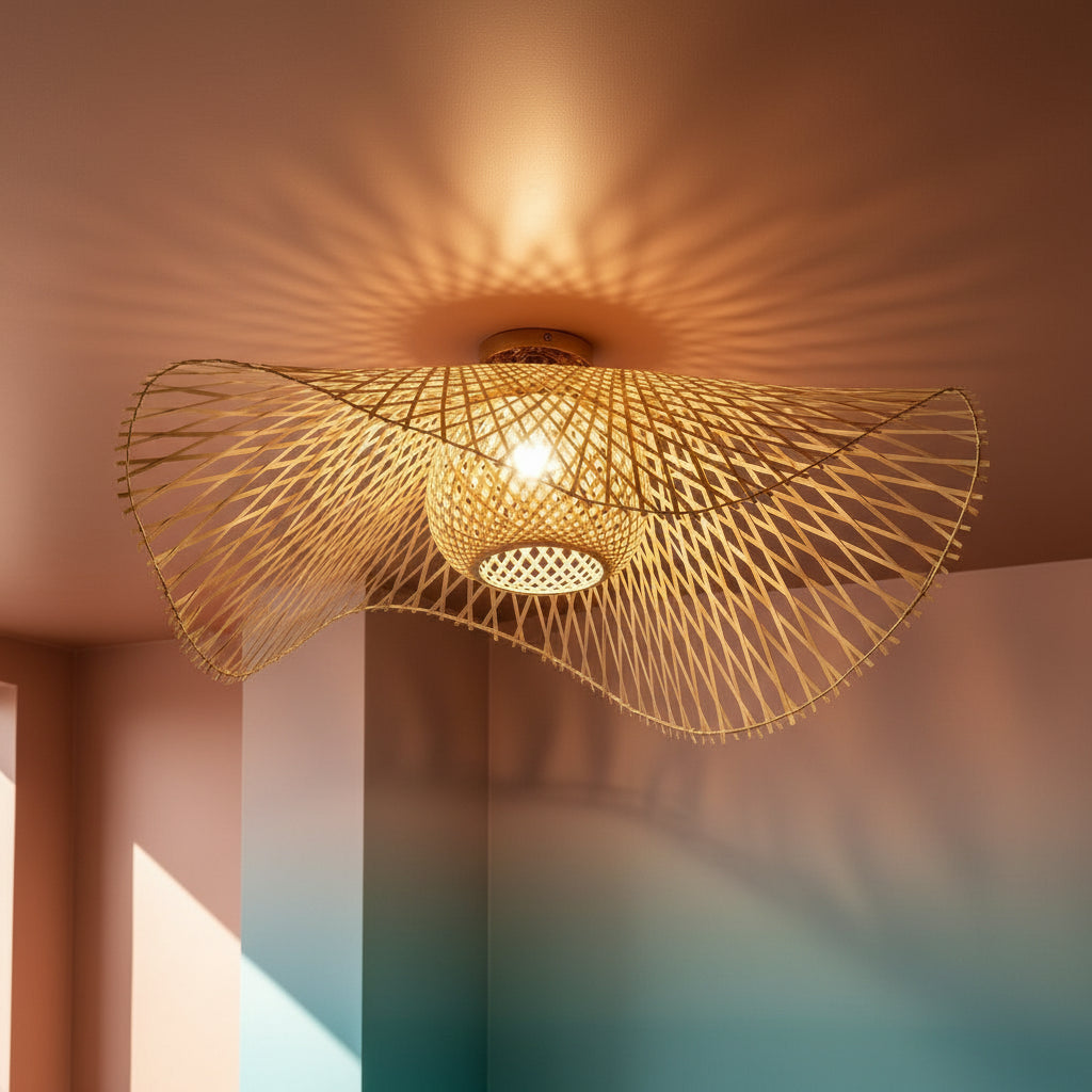 Rotan hanglamp ban bamboe design