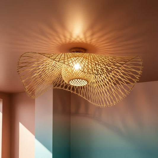 Rotan hanglamp ban bamboe design