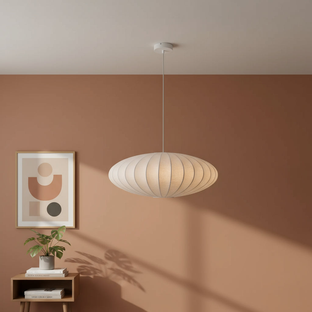 Stoffen hanglamp in moderne oosterse stijl