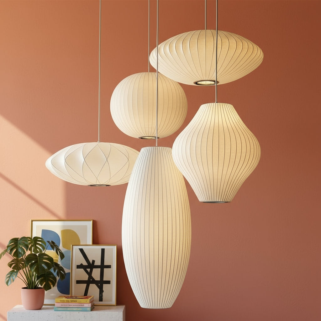 Stoffen hanglamp in moderne oosterse stijl