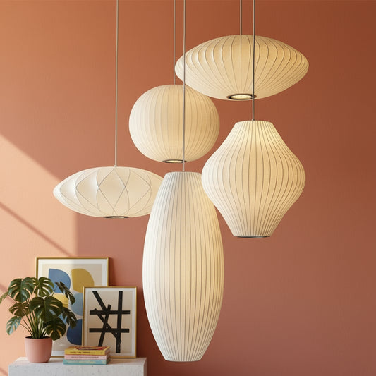 Stoffen hanglamp in moderne oosterse stijl