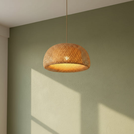 Geweven bamboe plafondlamp