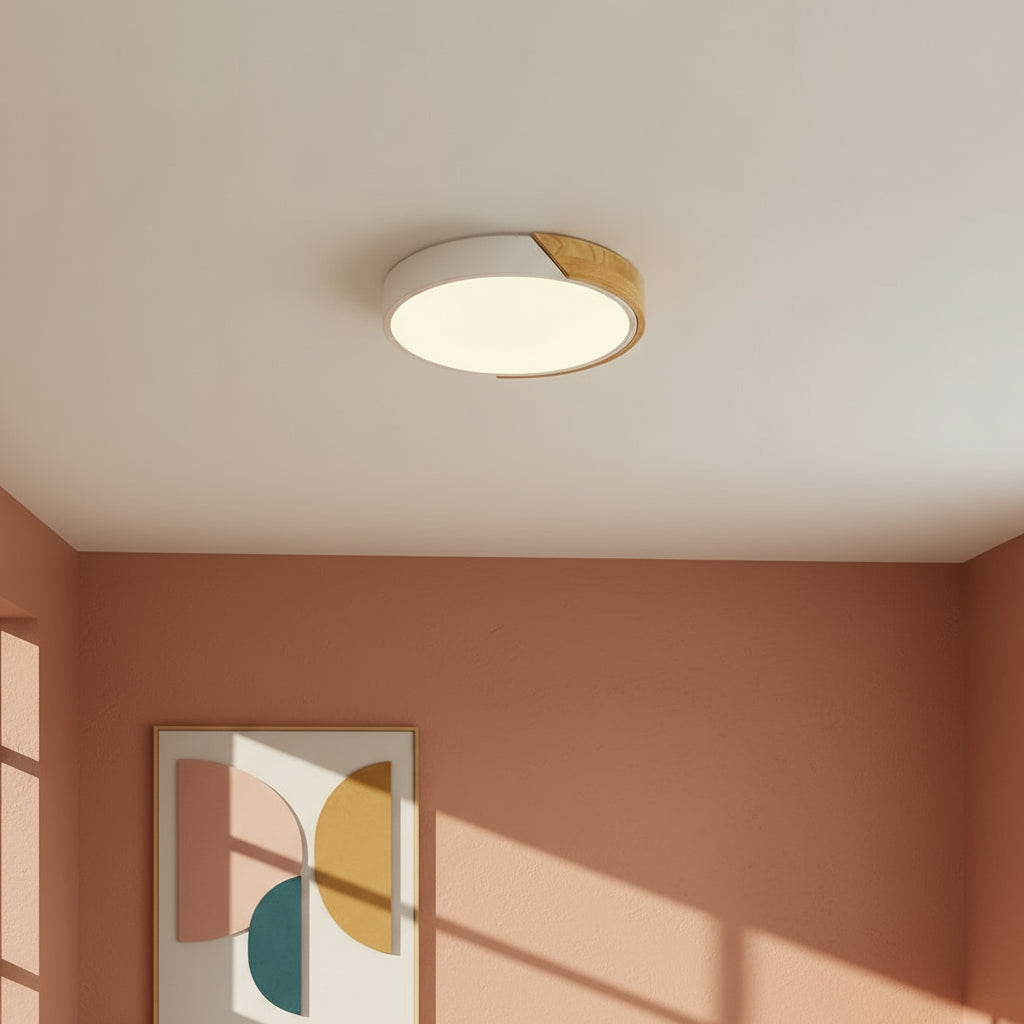 Ronde houten LED plafondlamp