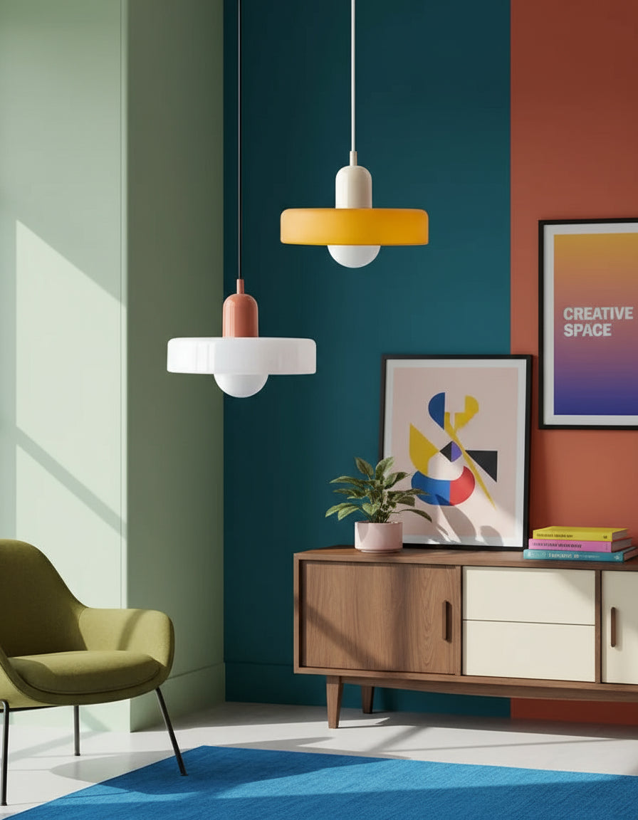 Kleurrijke glazen hanglamp